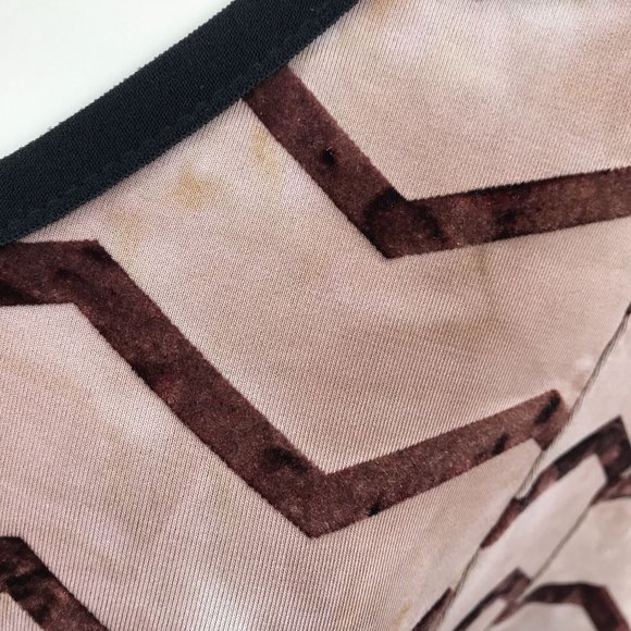 Shannon Ford New York Womens Brown Tan Geo Zig Zag Print V Neck Peplum Blouse 1X - Picture 9 of 12